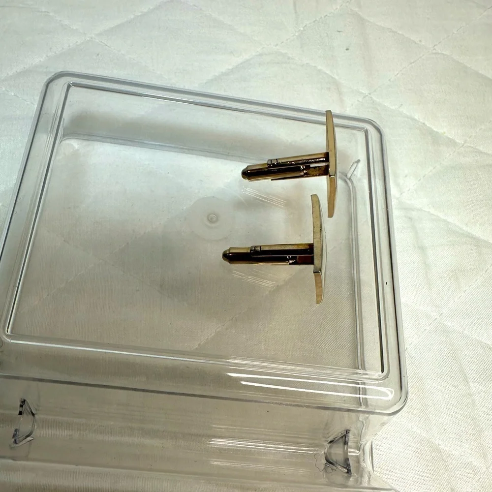 Mens Gold Tone Cufflinks Square Unique Classic Vintage